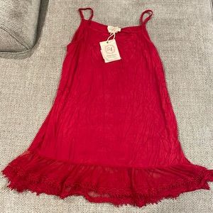 Red tunic with bottom lace detail